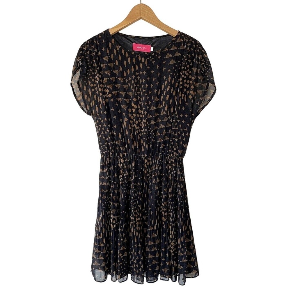 Pinky Otto‎ Anthropologie Pleated Sheer Dress Artsy Print M